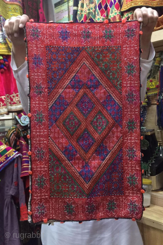 Swat valley pillow case , Hand embroidery on both side.
It took several months to complete this work.In excellent condition.Circa mid to late 20th century 
Email @ nooristanartgallery@yahoo.com      