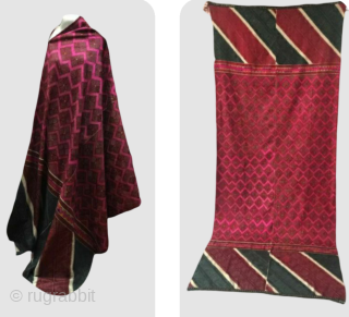 Tribal Pashtun wedding bridal shawl from Swat valley of Pakistan 
Early 20th century  , very fine fine silk thread hand embroidery on cotton.  In excellent condition 
Size 
103 × 43  ...