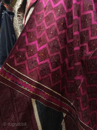 Tribal Pashtun wedding bridal shawl from Swat valley of Pakistan 
Early 20th century  , very fine fine silk thread hand embroidery on cotton.  In excellent condition 
Size 
103 × 43  ...