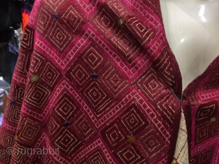 Tribal Pashtun wedding bridal shawl from Swat valley of Pakistan 
Early 20th century  , very fine fine silk thread hand embroidery on cotton.  In excellent condition 
Size 
103 × 43  ...