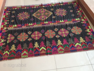 Tribal wedding shawl from indus Kohistan Valley of Pakistan.The shawl is completely handembroidered. In excellent condition. 
Circa 1960's               