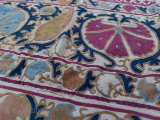 Antique Suzani textile from the 18th century.
A fragment or nearly complete textile. Silk embroidery.
A rare and high quality.
Size 67 × 29 inches 
For details please contact @ nooristanartgallery@yahoo.com     
