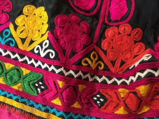 Tribal Pashtun rare dera ismail Khan region woman dress
In excellent condition. Silk threads hand embroidered on black silk fabric , The dress is extra large size 
Circa mid 20th c   
