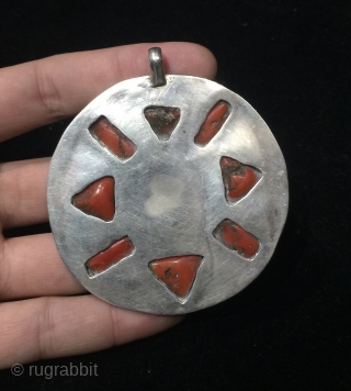 Antique coral pendant of high quality silver 
                         