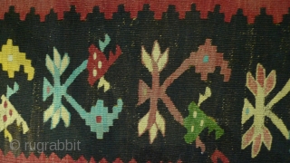  Sarköy Kilim original from the area where Romania meets Serbia and Bulgaria. I found it in Romania. Looks older than 100 years. Perfect condition only very thin. 277 x 171 cm. 