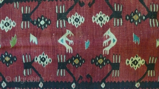  Sarköy Kilim original from the area where Romania meets Serbia and Bulgaria. I found it in Romania. Looks older than 100 years. Perfect condition only very thin. 277 x 171 cm. 