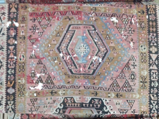 Late 19th century Anatolian Kayseri kilim rug, in need of restoration.
                      