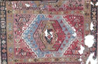 Late 19th century Anatolian Kayseri kilim rug, in need of restoration.
                      