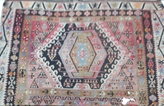 Late 19th century Anatolian Kayseri kilim rug, in need of restoration.
                      