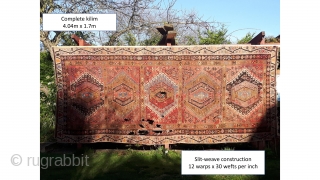 Late 19th century Anatolian Kayseri kilim rug, in need of restoration.
                      