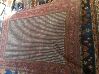 Old Kamseh rug in good condition low pile,, has a nice design and colours, side cords or shirazis were redone.
Size 185 x 135 cm.
Good price.
        