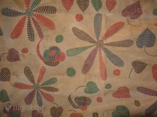 Kantha Quilted and embroidered cotton kantha Probably From East Bengal(Bangladesh)region.India                       