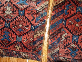 #1B345 Persian "Veramin" pair bags 1.7' x 1.9' 1880, in original condition: has some age ware and hole.               