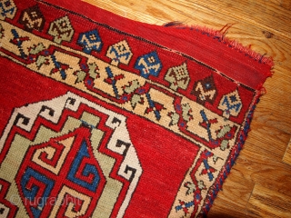 #1B355 Turkish "Yastik" rug 1.11' x 3.2' 1880, in original good condition.                     