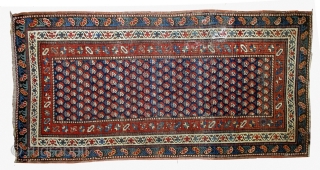 #1B475  Hand made antique Caucasian Gendje rug 2.9' x 5.8' ( 88cm x 177cm ) C.1880                