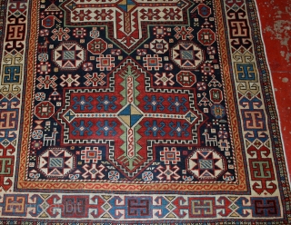 #1B560  Hand made antique Caucasian Akstafa rug 3.6' x 5.6' ( 110cm x 170cm ) 1890.C
                