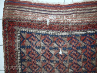 #1C444  Hand made antique Afghan Baluch rug 2.9' x 4.3' ( 89cm x 132cm ) 1880.C                