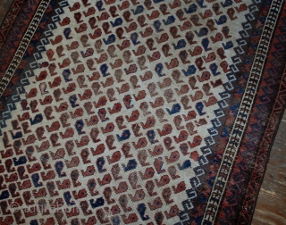 #1B527 Hand made antique Afghan Baluch rug 3.8' x 5.6' ( 116cm x 170cm ) 1880.C
                 