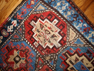 Handmade antique collectible Persian Kurdish rug 3.5' x 4.6' ( 106cm x 140cm ) 1870s - 1B441                