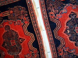 Handmade antique Persian pair of Senneh rugs 1.7' x 2.6' ( 52cm x 80cm ) 1900s - 1C359

               