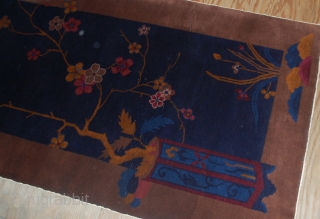 #1B553  Hand made antique Art Deco Chinese rug 3.1' X 5.9' ( 94cm x 180cm ) C.1920               