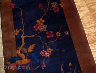 #1B553  Hand made antique Art Deco Chinese rug 3.1' X 5.9' ( 94cm x 180cm ) C.1920               
