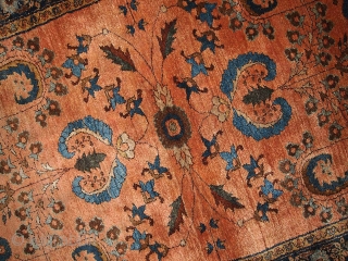 Hand made antique Persian Sarouk Mehajeran rug 3' X 4.10' ( 91cm X 150cm ) C.1910                 