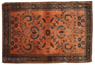 Hand made antique Persian Sarouk Mehajeran rug 3' X 4.10' ( 91cm X 150cm ) C.1910                 