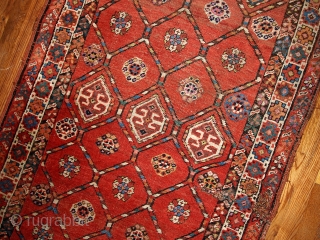 Handmade antique Persian Kurdish runner 3.2' x 12.2' ( 97cm x 371cm ) 1900 - 1B444                 