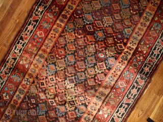 Handmade antique Persian Kurdish runner 3.6' x 17.8' ( 109cm x 542cm ) 1880s - 1B445                 