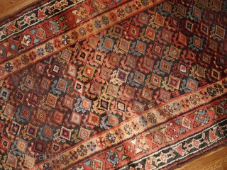 Handmade antique Persian Kurdish runner 3.6' x 17.8' ( 109cm x 542cm ) 1880s - 1B445                 