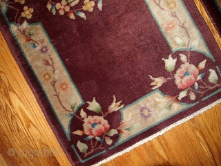 #1B368  Hand made antique Art Deco Chinese pair of rugs 2' x 3.10' ( 61cm x 119cm ) C.1920             