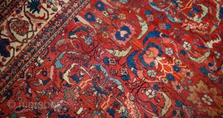 Handmade antique Persian Sultanabad rug 9.10' x 13' ( 303cm x 396cm) 1880s - 1B458                  