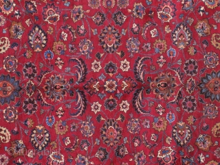 Handmade antique Persian Mashad rug 8.7' x 11' ( 265cm x 335cm ) 1910s - 1B461                 