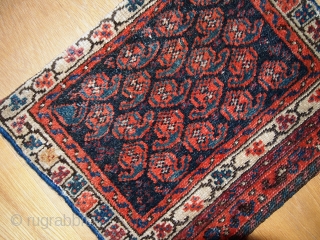 Handmade antique collectible Persian Malayer bag face 1.2' x 1.5' ( 37cm x 46cm ) 1900s - 1C361               