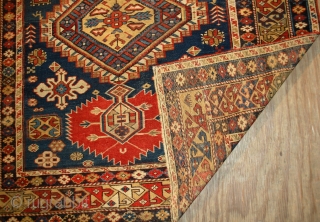 #1B478  Hand made antique Caucasian Karakachli rug 4.11' x 5.9' ( 152cm x 180cm ) C.1870                