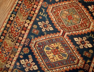 #1B478  Hand made antique Caucasian Karakachli rug 4.11' x 5.9' ( 152cm x 180cm ) C.1870                