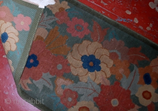 #1B540  Hand made antique Art Deco Chinese rug 2.1' x 3.9' ( 64cm x 119cm ) 1920.C
               