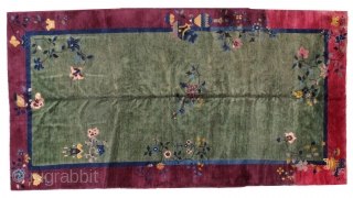 Handmade antique art deco Chinese rug 6.2' x 11.7' ( 189cm x 356cm) 1930s - 1B466                 