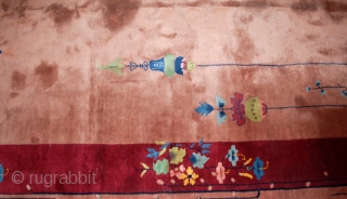 Handmade antique art deco Chinese rug 6.1' x 16.10' ( 186cm x 517cm) 1930s - 1B468                 