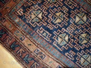 Handmade antique Persian Kurdish rug 2.1' x 2.9' ( 66cm x 90cm ) 1900s - 1C367                 