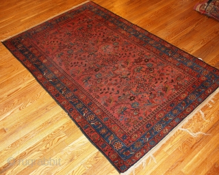 #1B129  Hand made antique Persian Lilihan rug 4.1' x 6.4' ( 125cm x 195cm) 1920.C
                 