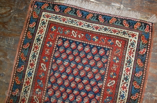 Handmade antique Caucasian Gendje rug 2.9' x 5.8' ( 88cm x 177cm ) 1880s - 1B475                 