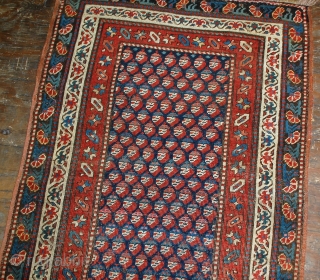 Handmade antique Caucasian Gendje rug 2.9' x 5.8' ( 88cm x 177cm ) 1880s - 1B475                 
