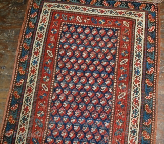 Handmade antique Caucasian Gendje rug 2.9' x 5.8' ( 88cm x 177cm ) 1880s - 1B475                 