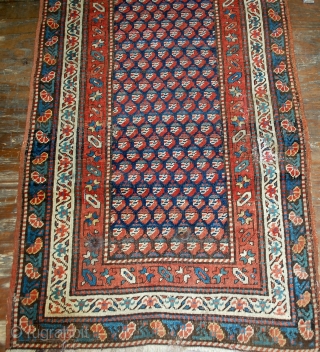 Handmade antique Caucasian Gendje rug 2.9' x 5.8' ( 88cm x 177cm ) 1880s - 1B475                 