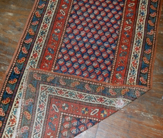 Handmade antique Caucasian Gendje rug 2.9' x 5.8' ( 88cm x 177cm ) 1880s - 1B475                 