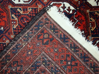 Handmade antique Afghan Baluch rug 3.6' x 7.3' ( 112cm x 223cm ) 1900 - 1C375                 