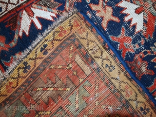 #1C380  Hand made antique Caucasian Karabagh rug 3.2' x 8.4' ( 98cm x 258cm ) C.1880                