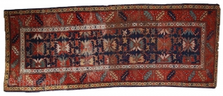 #1C380  Hand made antique Caucasian Karabagh rug 3.2' x 8.4' ( 98cm x 258cm ) C.1880                